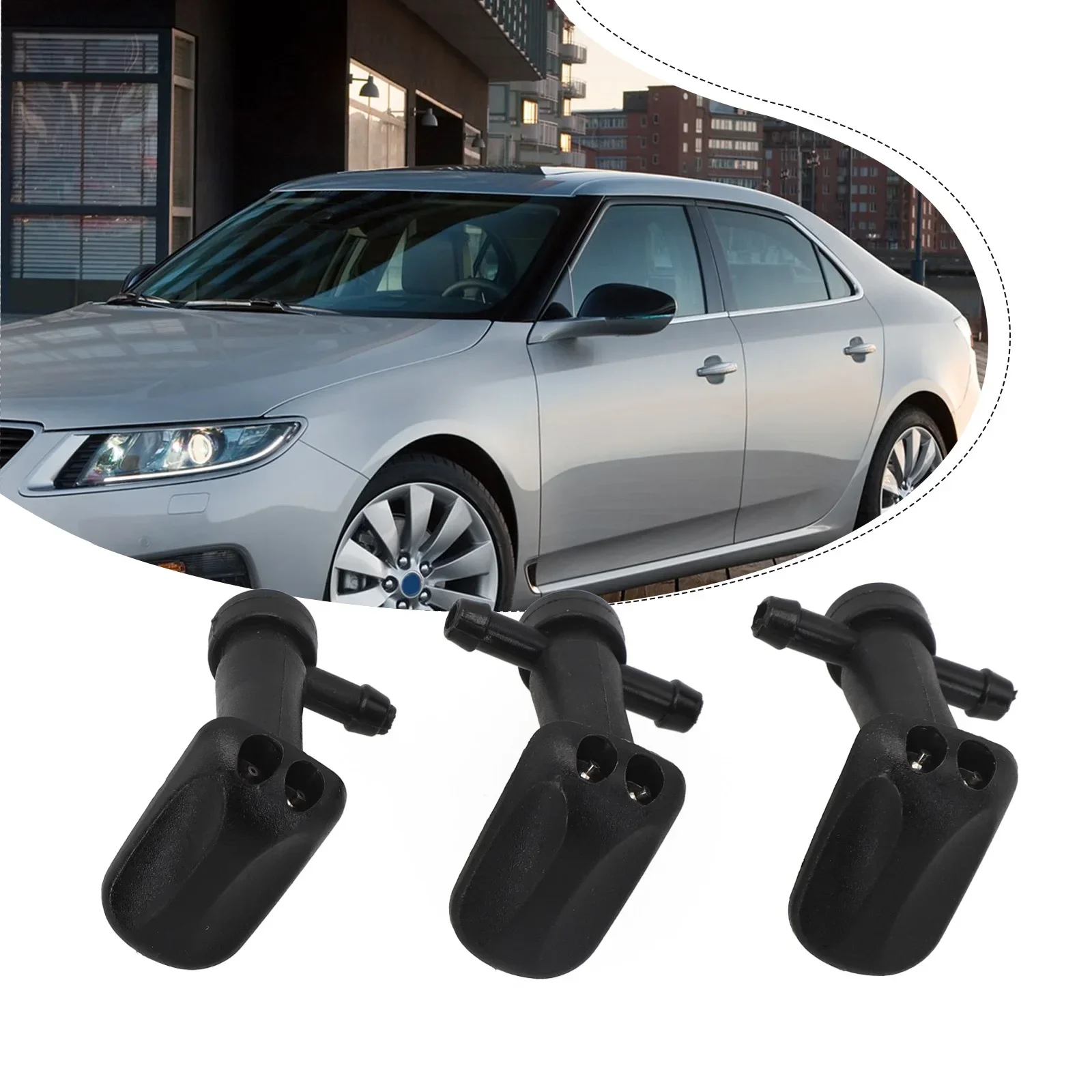 3Pcs Windshield Washer Nozzles For Saab 9-3 9-3X 2003 2004 2005-2011 12778850 12778849 Windshield Washer Nozzle Water Spray