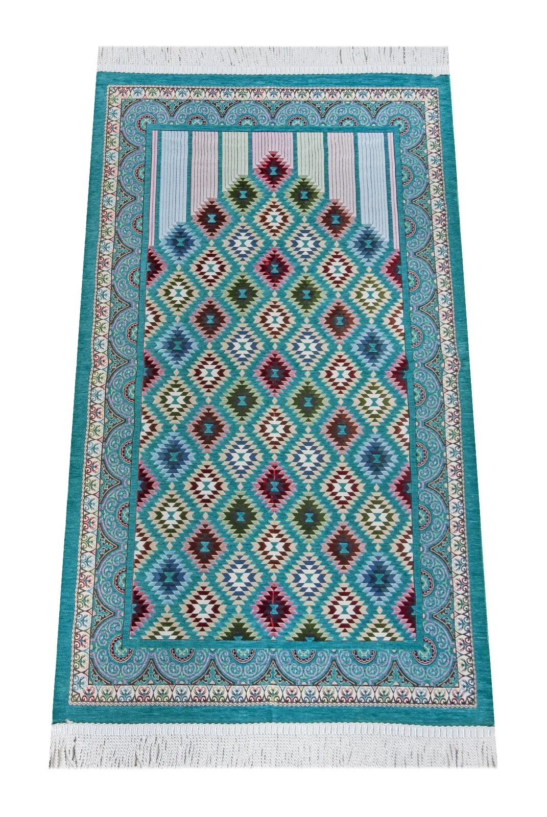 

Pattered Chenille Prayer Rug Turquoise Muslim Islam Sheet Prayer Mat Holy Quraan Islamic Mats