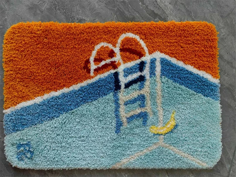 Modern Flocking Home Door Mat Simple Household Bathroom Water Absorbent Non-Slip Foot Mat Cartoon Children's Bedroom Bedside Mat