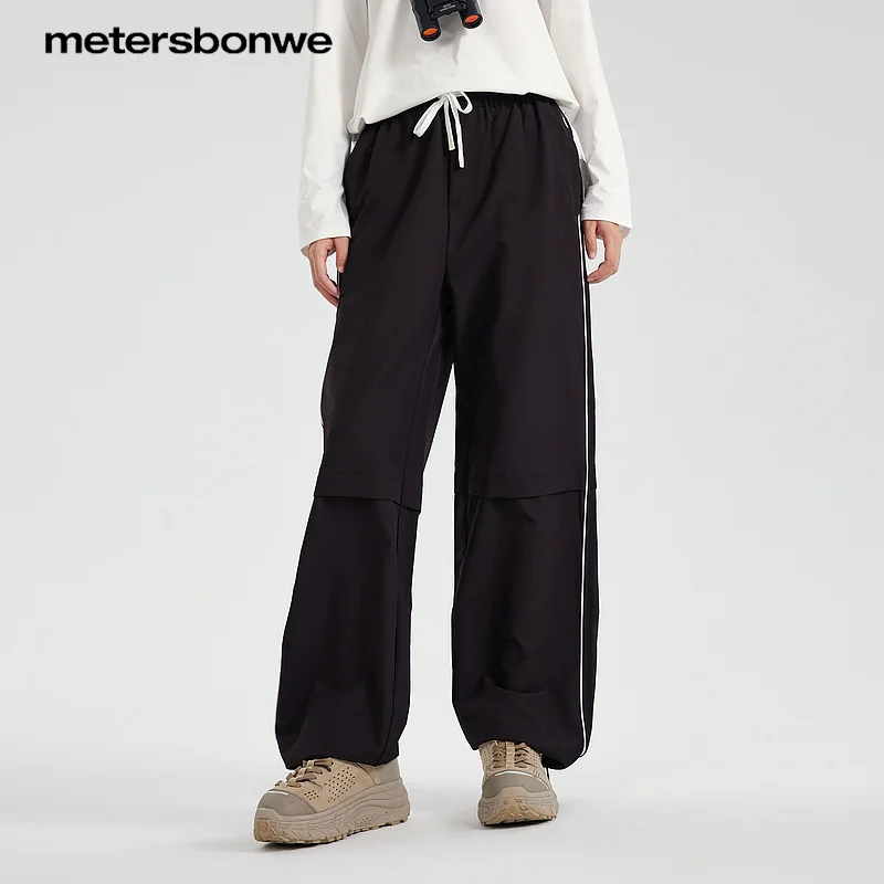 Metersbonwe-Women's Fleece Fabric Wide Leg Trouser Classic Waist Adjustable Foot Pants Mountaineering Everyday Wear Winter