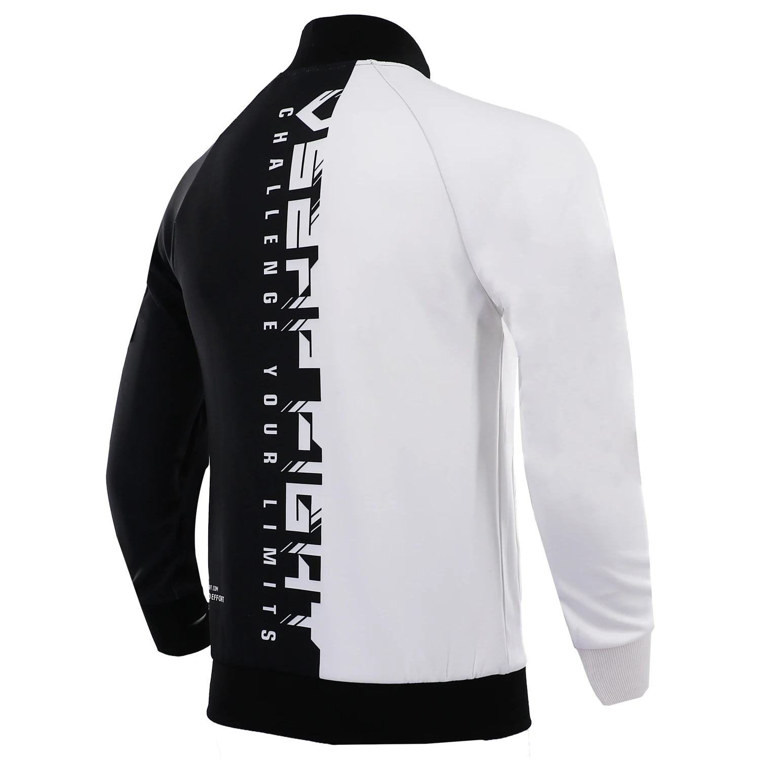 Veste à glissière à col montant cousue noire et blanche, combat MMA, boxe thaïlandaise, entraînement, arts martiaux, jujitsu, fitness, pêche, combinaison de cyclisme