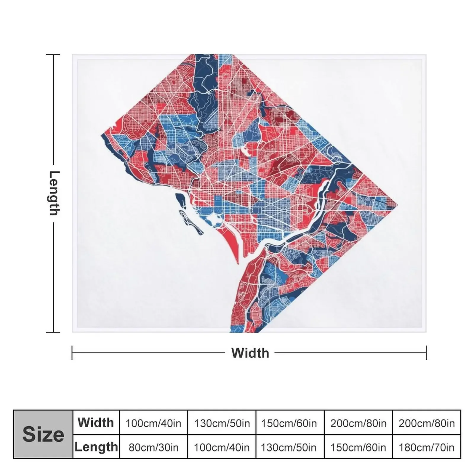 Washington DC Neighborhood Map Throw Blanket Hairys Bed linens Blankets