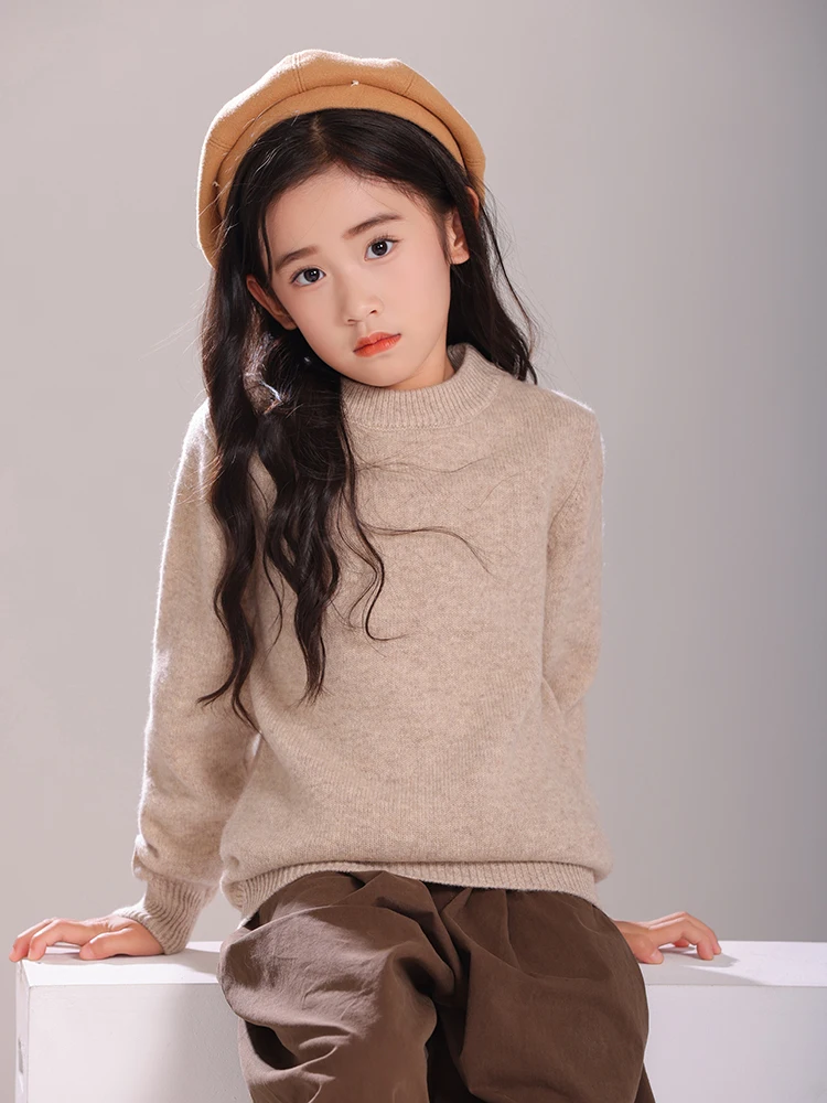 Children's Wool Sweater Pullover Girls Clothes Autumn Winter Boys Thick 100% Merino Wool Knitwear Basic Baby Kids Cashmere Tops view 5