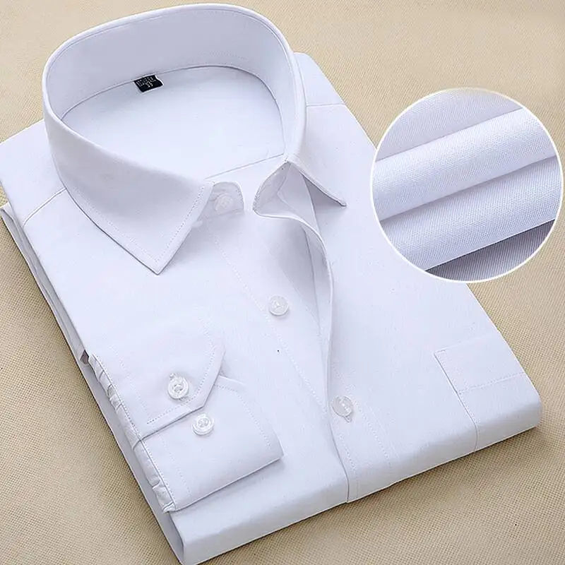 

Large Size 5XL 6XL 7XL 8XL Men's Long Sleeve Shirt Solid Color White Blue Black Casual Formal Social Business Dress Shirts Plus