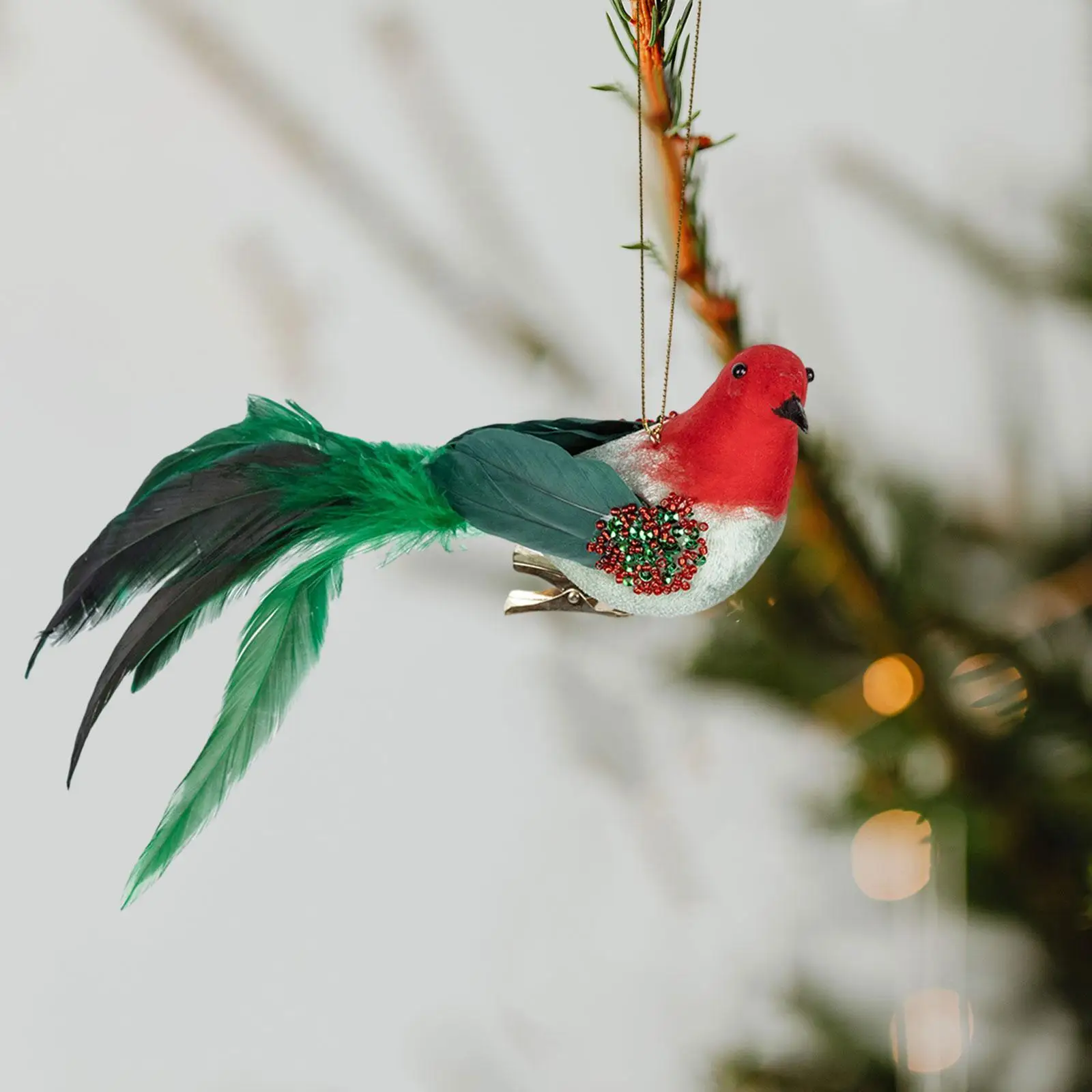 Adornos de pájaros artificiales pequeños, decoración de árbol de pájaros artificiales brillantes para vacaciones, árboles de Navidad, paredes del hogar, fiesta de navidad