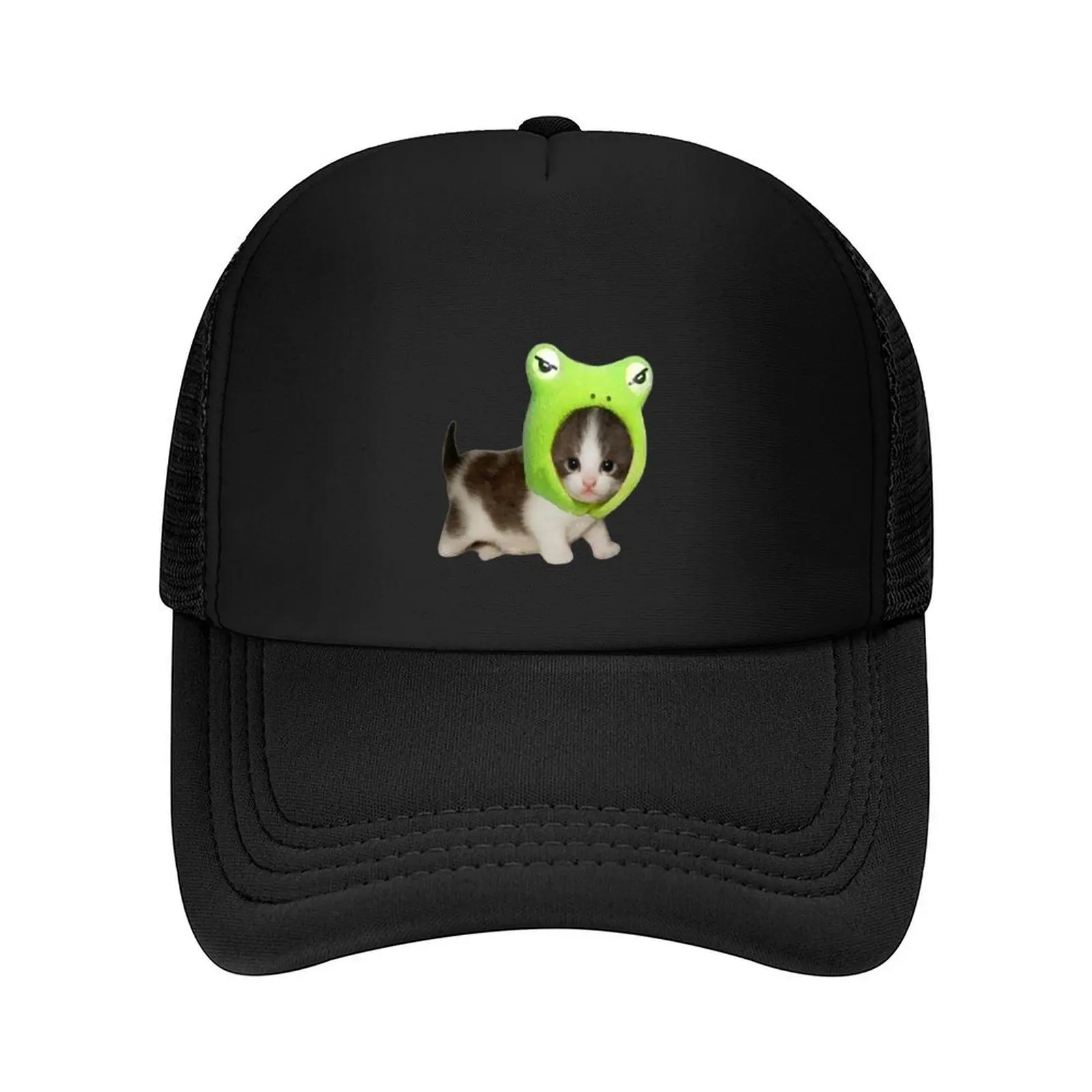 

cat with froggie hat Baseball Cap Unique hats Beach Golf Cap Trucker Cap Golf Men Women's
