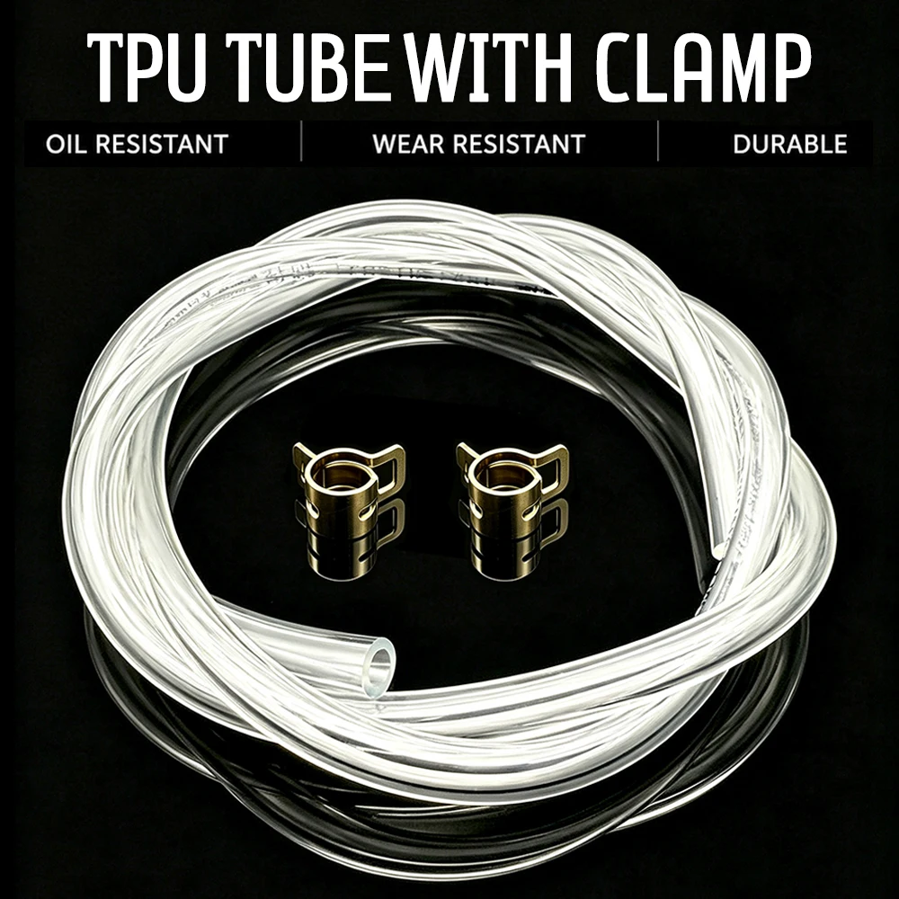 ID 4mm~16mm TPU Fuel Hose With Galvanized Clamps Anti-Aging Wear Resistant Tube For Petrol Diesel Oil Transfer 1/2/3/5M