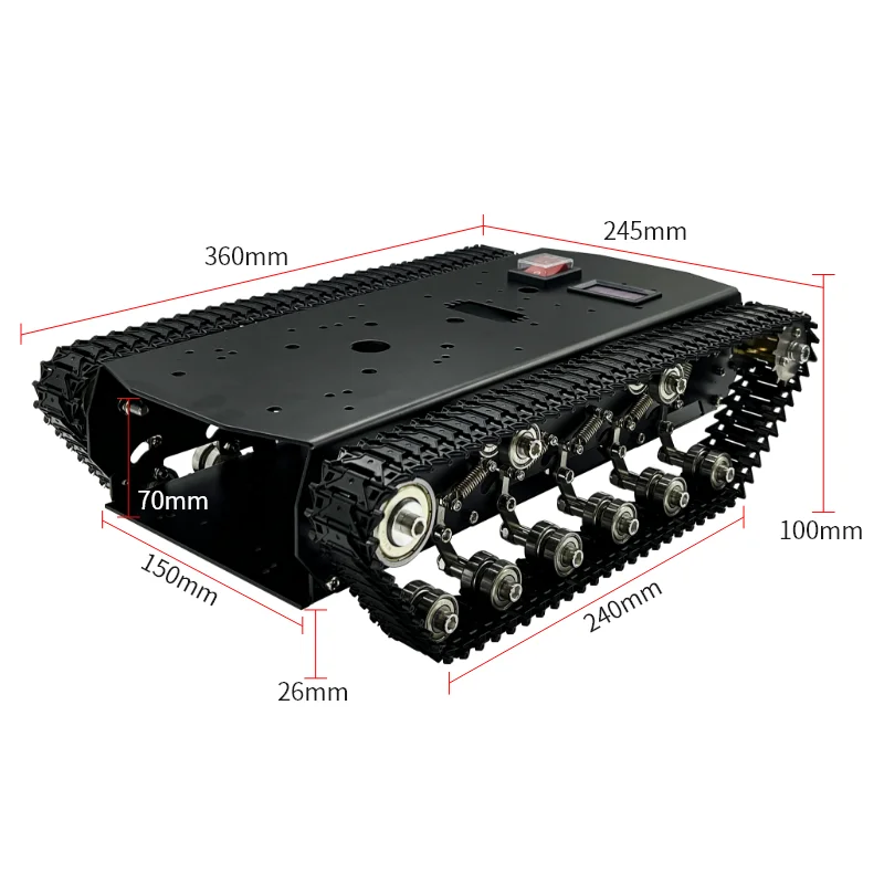 TS700 全金属製無限軌道シャーシ、ロボティクスオープンソース開発プラットフォーム、リモートコントロール ATmega328P