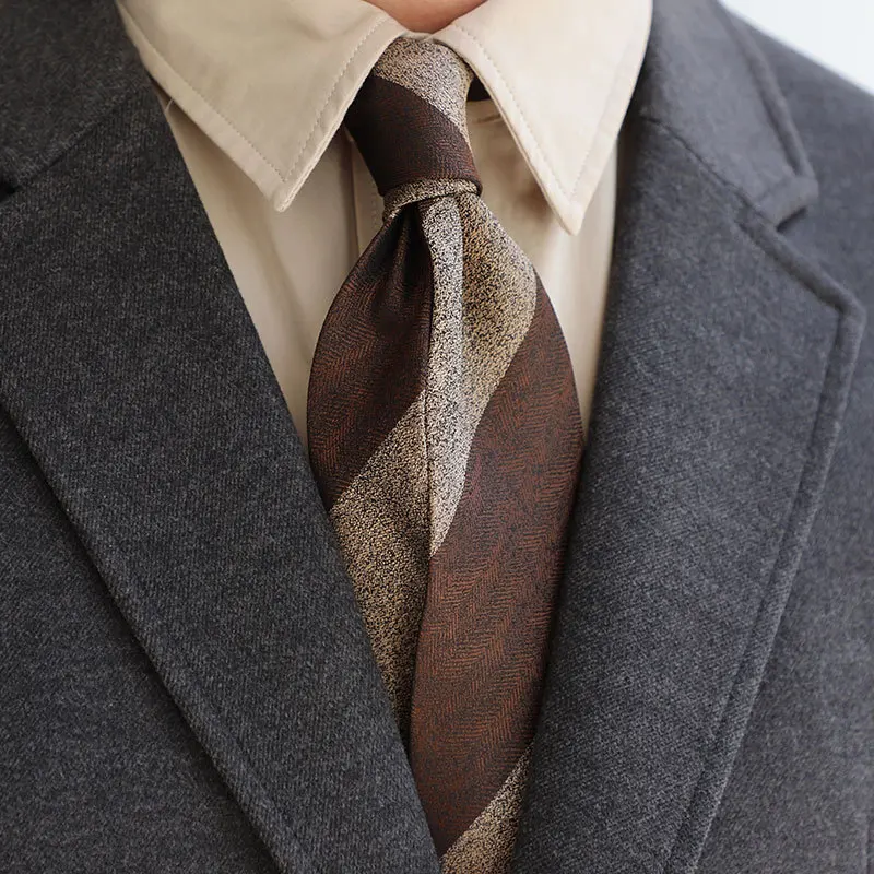 Classic Naples Arrow‑tip Men Necktie,8cm Width Diagonal Striped Polyester Fabric,italian Fashion Design,elegant Formal Accessory