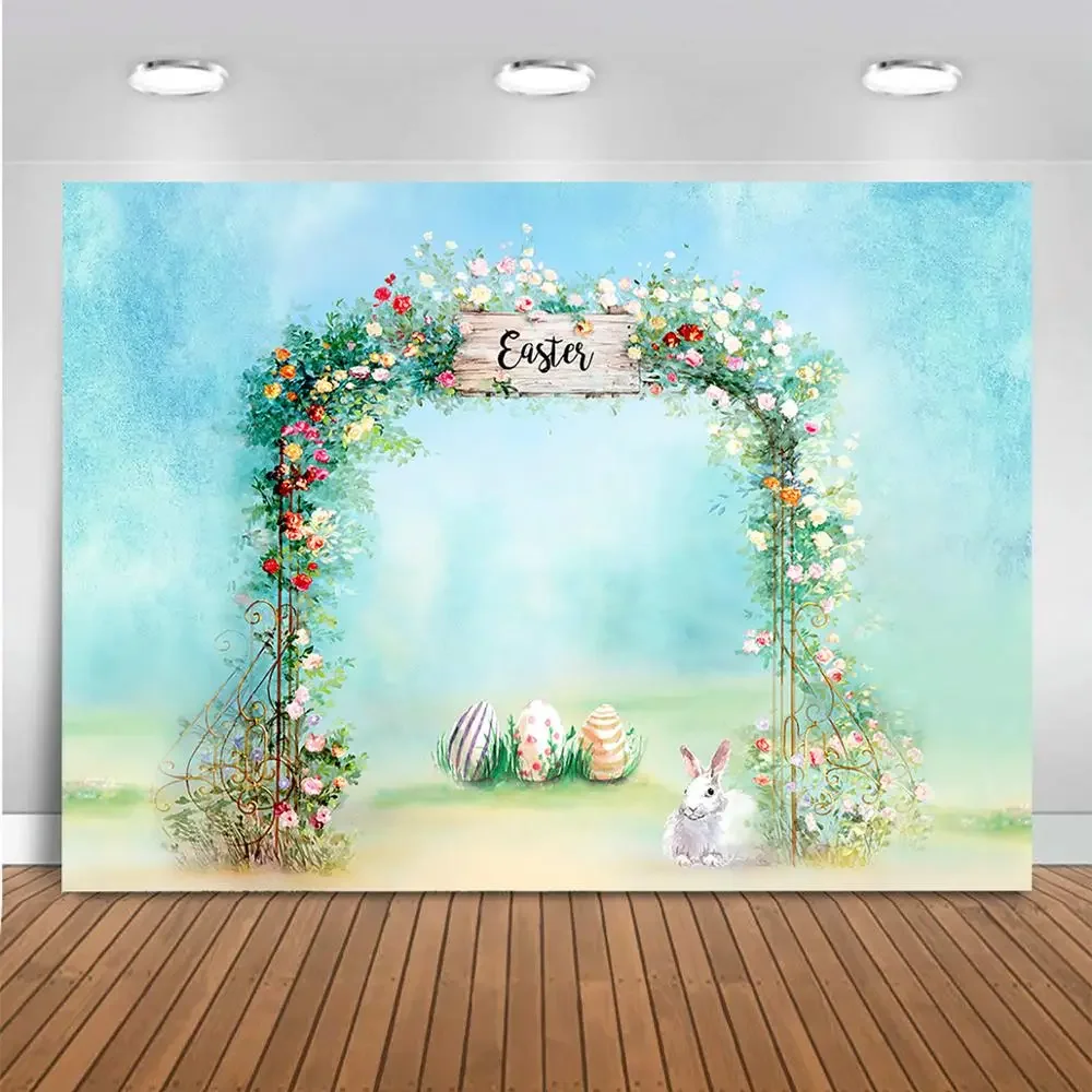 Easter Photo Background 7x5ft Flower arch Frame Wedding Background Baby Kids Spring Backdrop for Photography