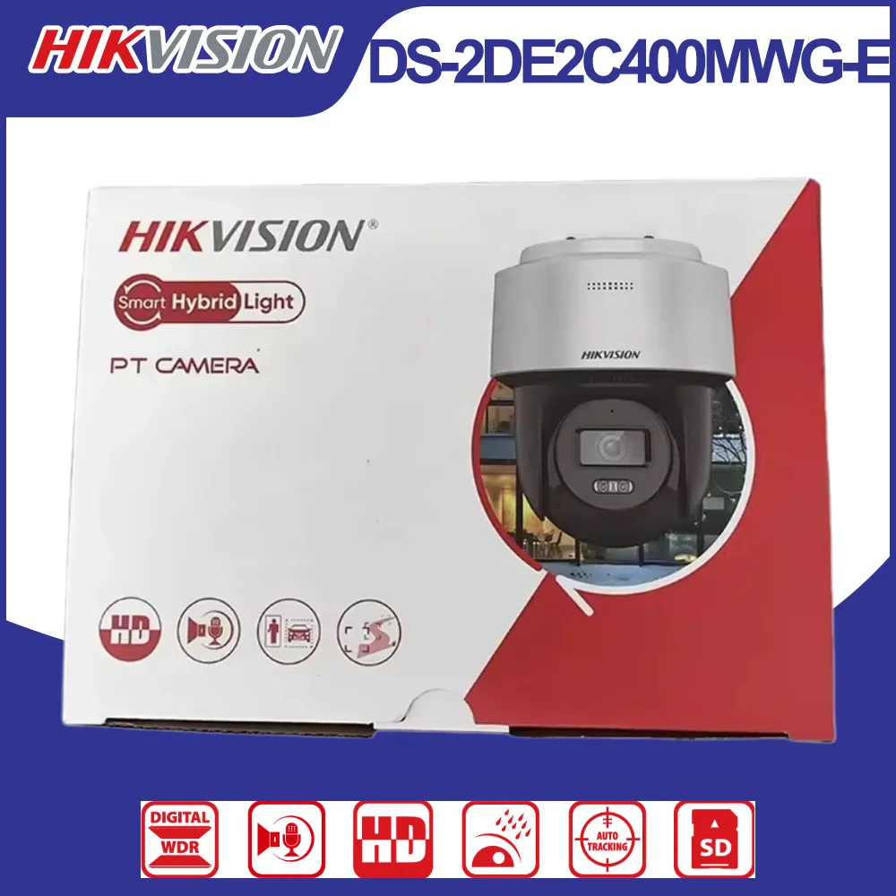 Hikvision DS-2DE2C400MWG-E 4MP Fixed Lens PT Camera Smart Hybrid Light 30m IR/White Light Two-Way Audio PoE IP66 Outdoor Camera