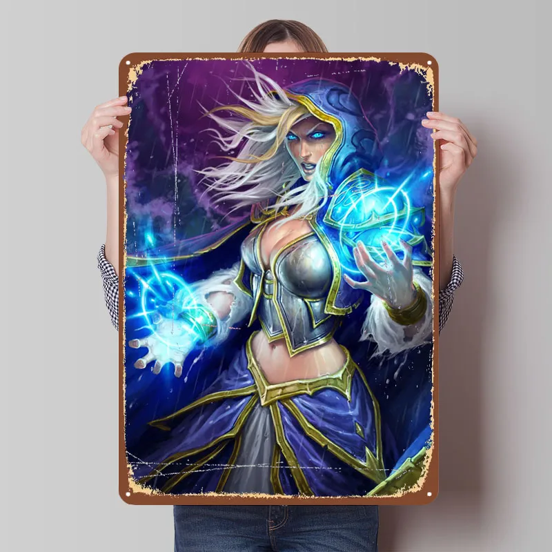 Классическая игра Jaina Proudmoore, металлический плакат, настенная художественная роспись, металлические жестяные вывески на заказ для настенного художественного украшения, эстетический декор комнаты