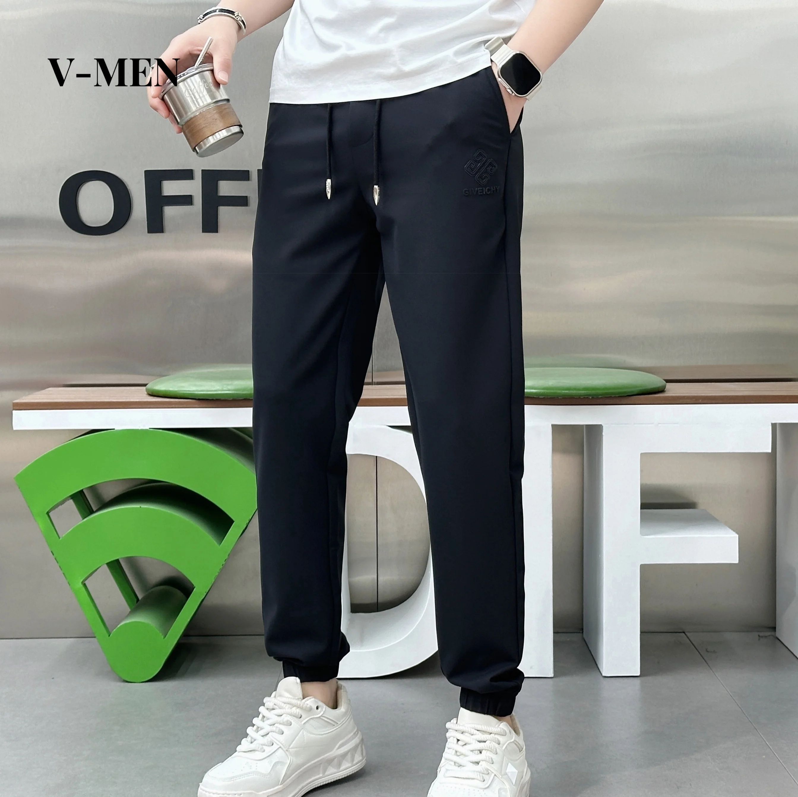 

Cool Sensation Thin Ice Silk Casual Pants Men Summer Trend Qui Dry Sports Trousers Straight Leg mid Waist Long Youth Active...