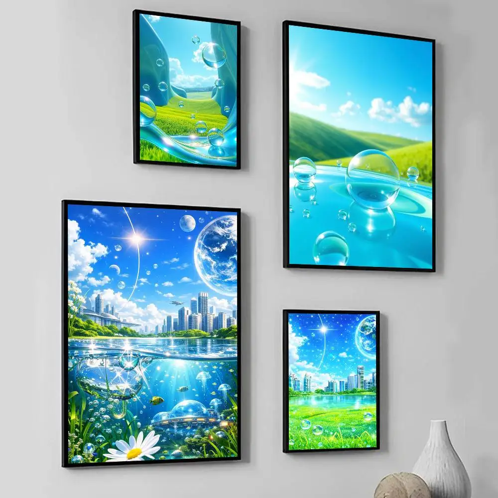 1pc Frutiger Aero Art Poster Sticker Print Waterproof Wall Art For Living Room Bedroom Home Decor