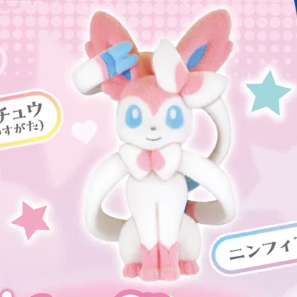 En Stock, Gashapon Original de TOMY Pokémon, Linda Figura de Pikachu y Sylveon, Adorno, Mercancía de Anime, Regalo