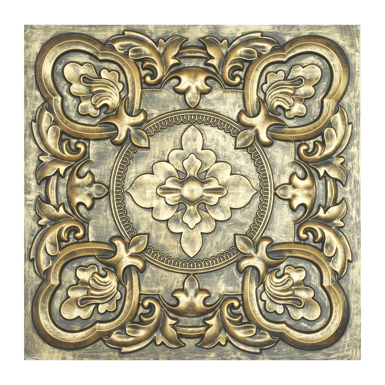 Paint finish verdigris patina embossing wall panel Artistic 3D ceiling tile for public house 10pcs PL30 Ancient gold PAINTSDECOR