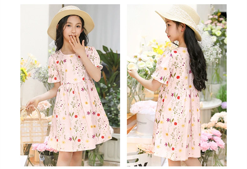 5-13T summer child kids girls short sleeve dress