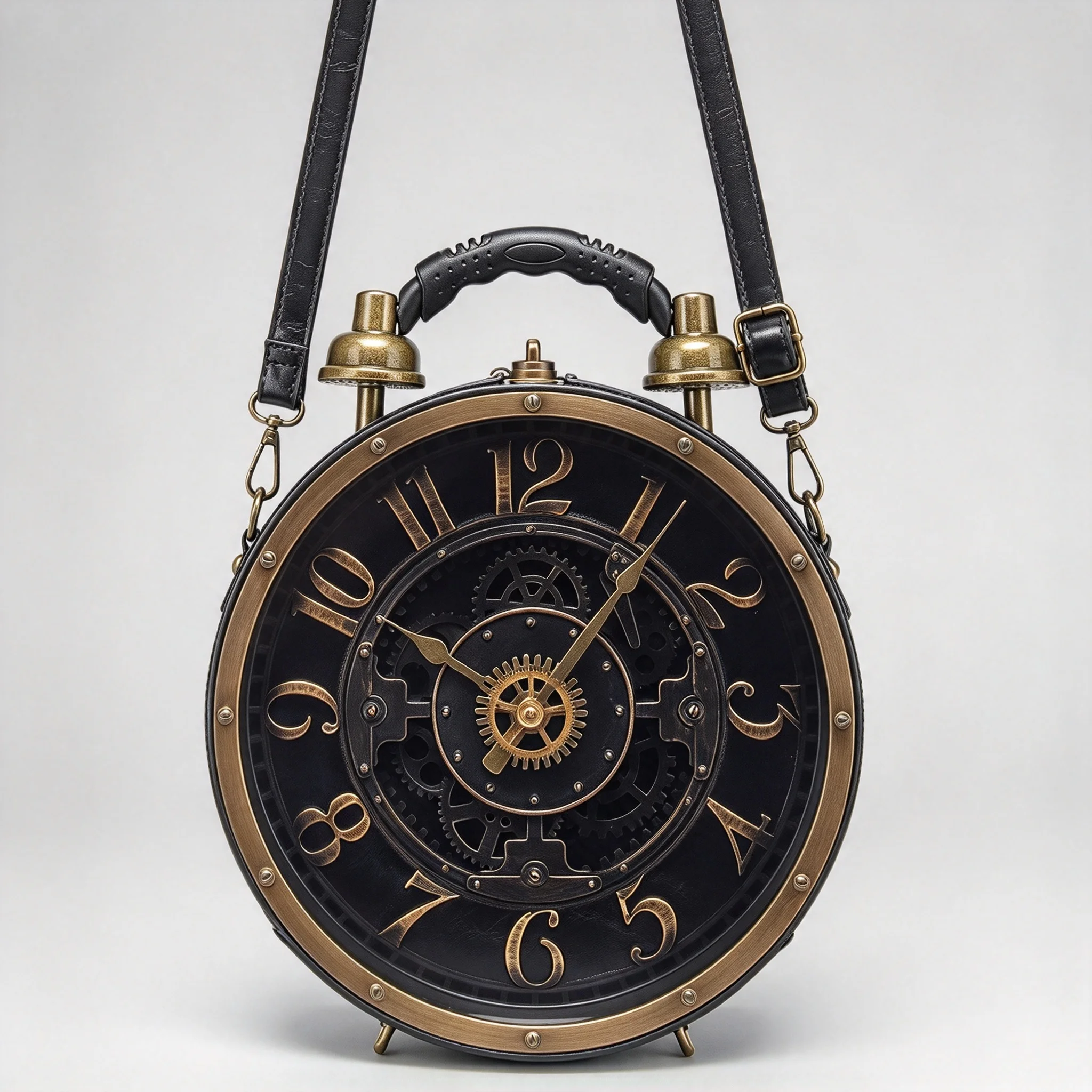 Vintage Roman Antique Round Clock Shape Handbag Creative Unique Clock Crossbody Bag For Street Shooting Theme Party