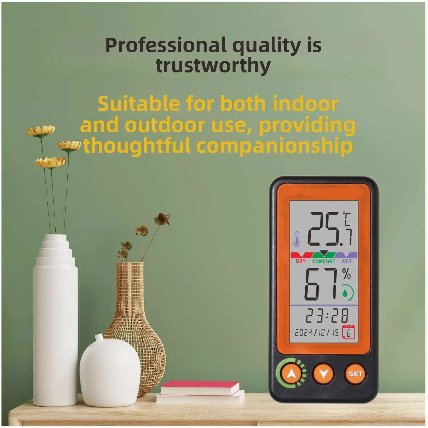 Termometer Multifungsi Termometer Luar Ruangan Presisi Tinggi Termometer Gantung Portabel