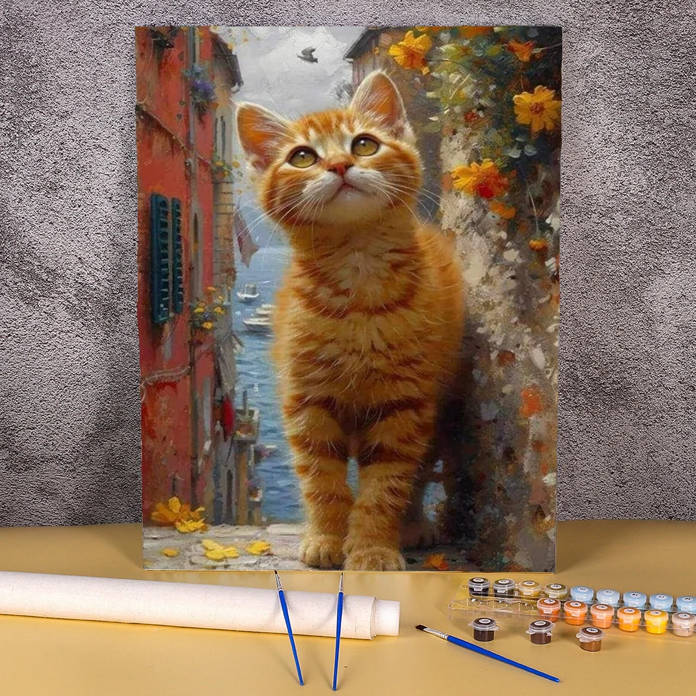 Diy Frameless Painting By Numbers 40x50cm Cartoon Cat Canvas Picture Paint By Numbers For Beginner Personalized Gift Home Decors