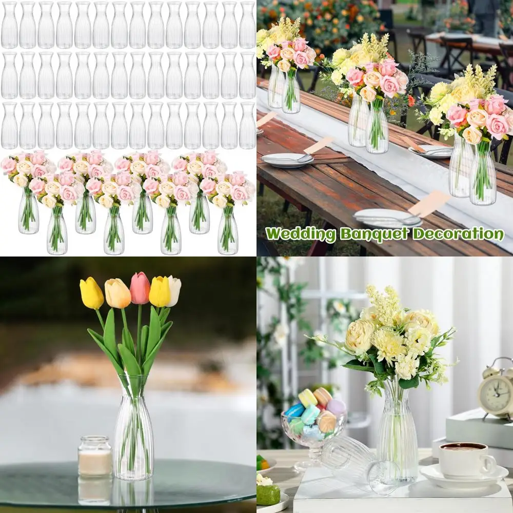 

50 шт. пластиковые вазы с бутонами оптом, маленькие прозрачные вазы с цветами для центральных элементов, свадебные украшения, часть домашнего банкета, официальных ужинов