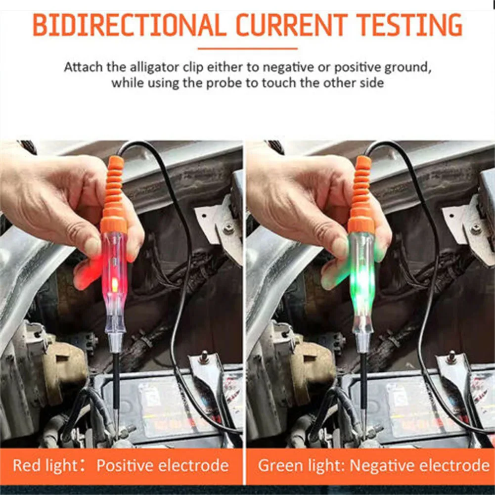 Car Maintenance Test Pen 6V 12V 24V Compatible for Battery Polarity Check Circuit Continuity and Ground Testing