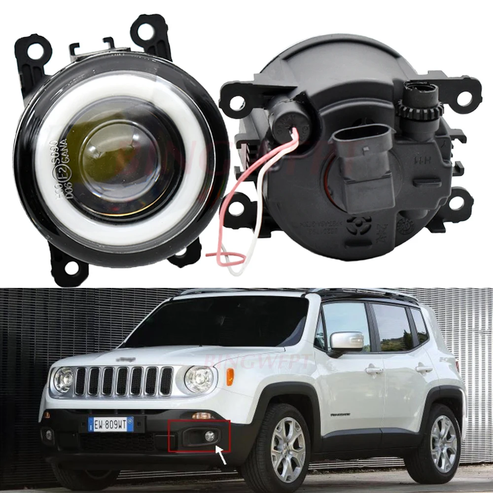 Fog Lights LED Fog Light For Jeep Renegade Cherokee Compass For Porsche Cayenne Jaguar Land Rover Angel Eye Fog Lamp Headlights