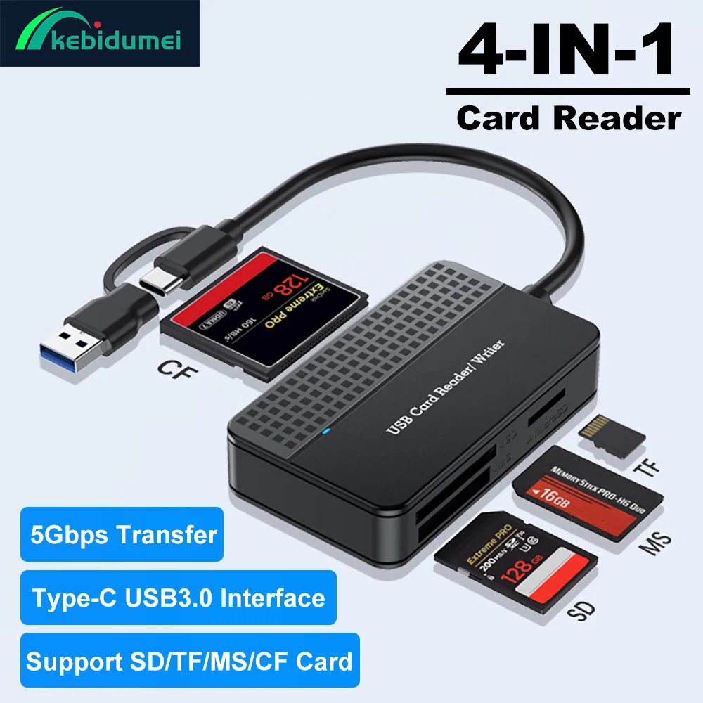 

All-in-one Card Reader USB 3.0 Type-c 5Gbps High-speed CF SD TF MS Card Reader TF Memory Card Adapter for Windows Mac OS Linux