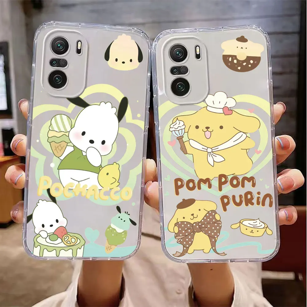 

Baby Pochacco Pom Pom Purin Cartoon Clear Phone Case For Redmi K40 12C 10 10C 10X 10A 9 9A 9C 9T 8 7 A1 Pro Silicone Case Cover