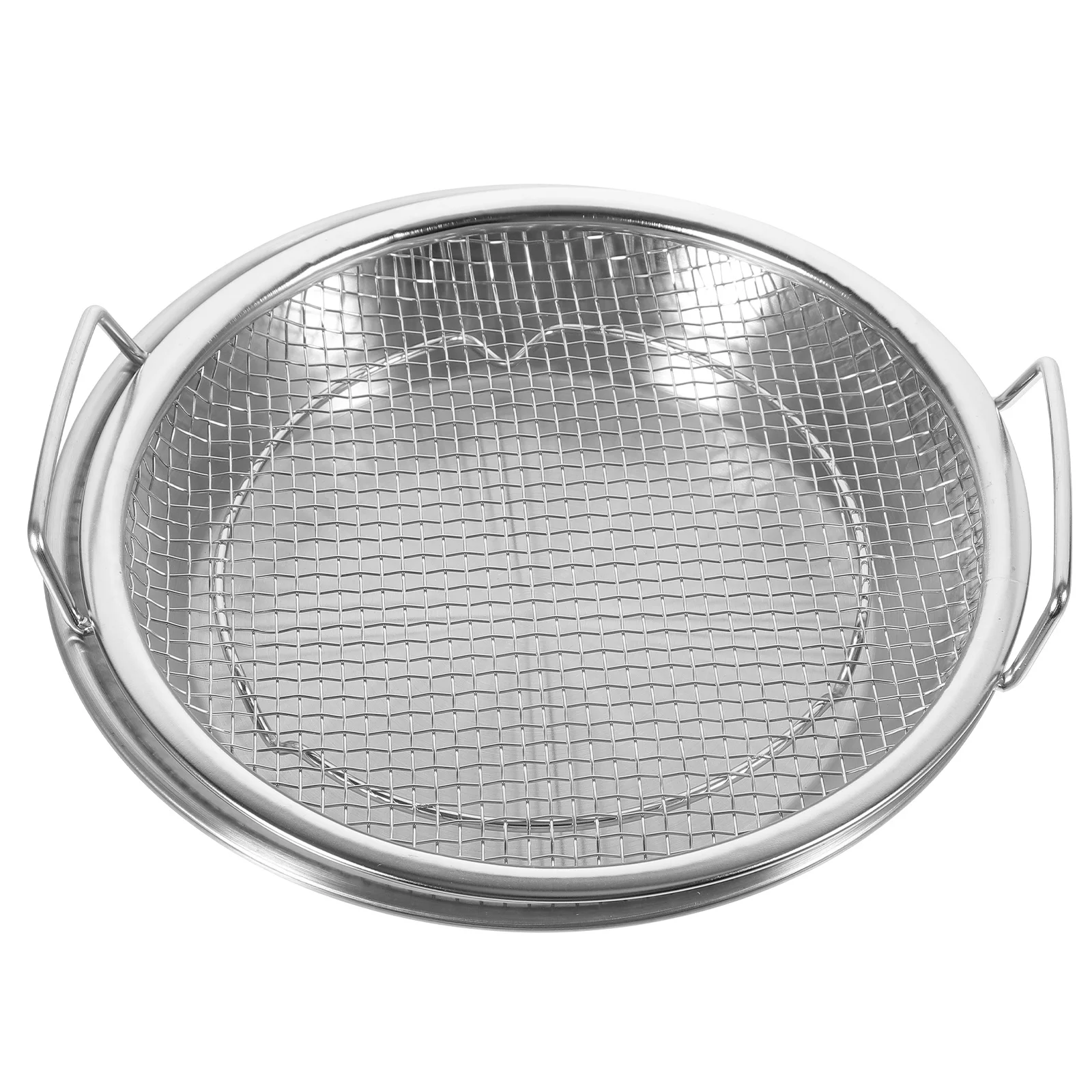 

1 Set Of Stainless Steel Fried Food Serving Plate With Drain Net Oil Draining Tray For Snack Storage Fruits Candies Desserts