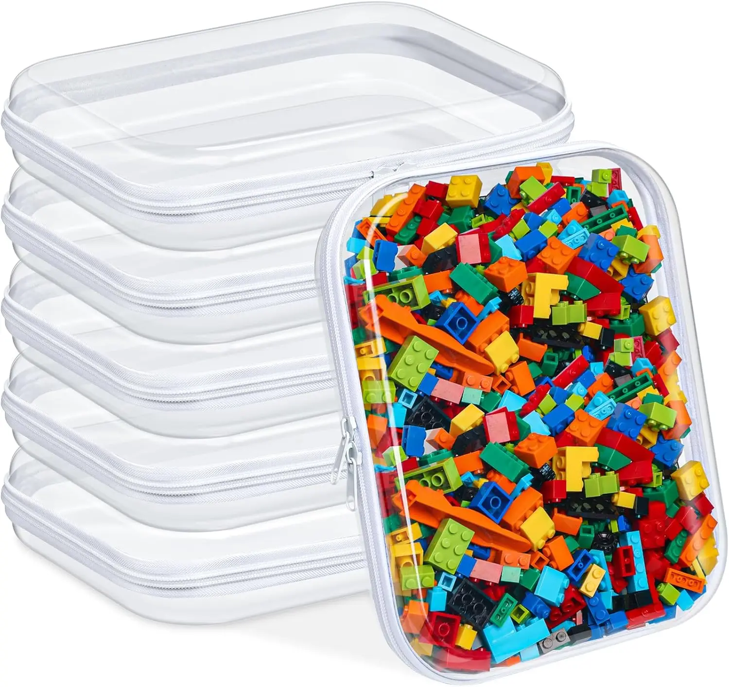 

6 шт. прозрачных жестких пластиковых сумок на молнии, прозрачные косметички для путешествий, органайзеры для хранения, белые, 9,84x7,87x2 дюйма