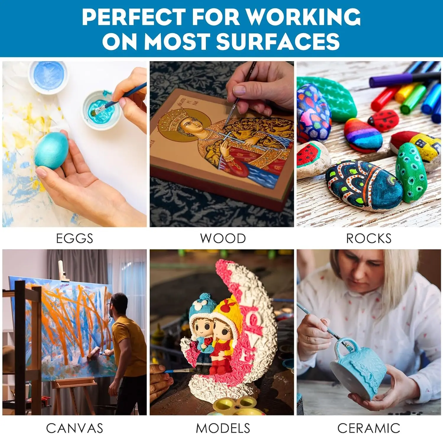 44 Colors with 4 Thinner Metallic Airbrush Paint Set (0.67 oz), Water Based Acrylic Air Brush Paint for Metal, Plastic Models, C