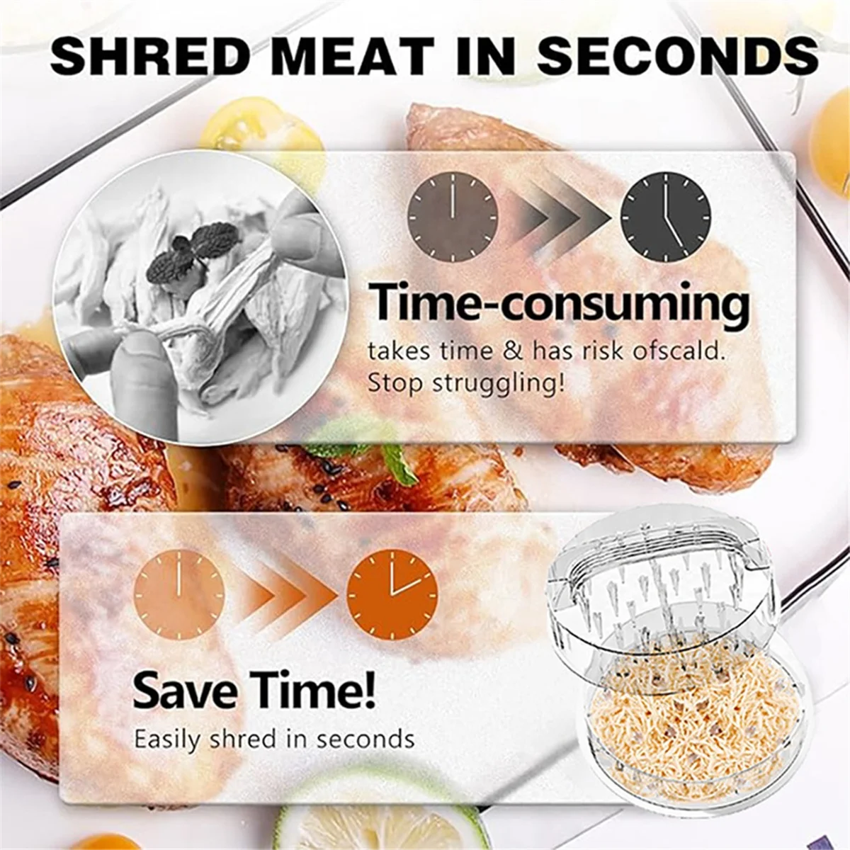 

Ручной измельчитель курицы Y31A, прозрачный измельчитель куриной груди, измельчитель мяса со съемной эргономичной ручкой