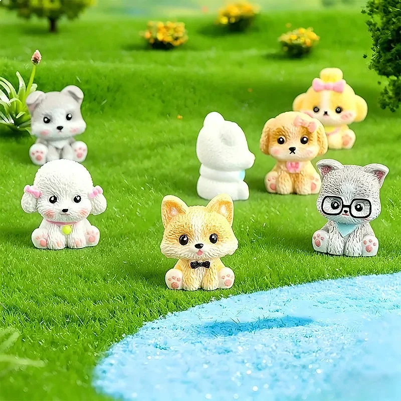 100pcs Cute Cartoon Animal Dog 3D Resin Cabochon Miniature Desktop Ornament Fairy Garden DIY Decor