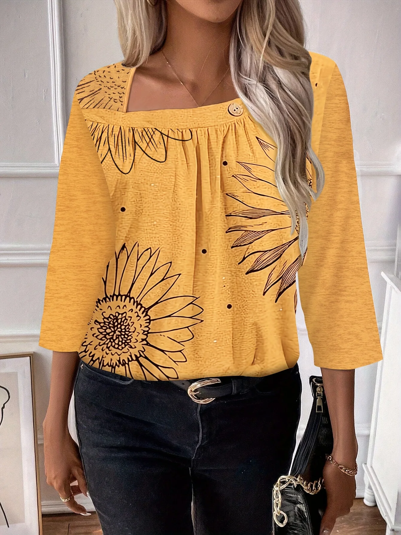 

Элегантная повседневная женская футболка больших размеров, модная свободная футболка, женская темпераментная футболка для отдыха на выходных