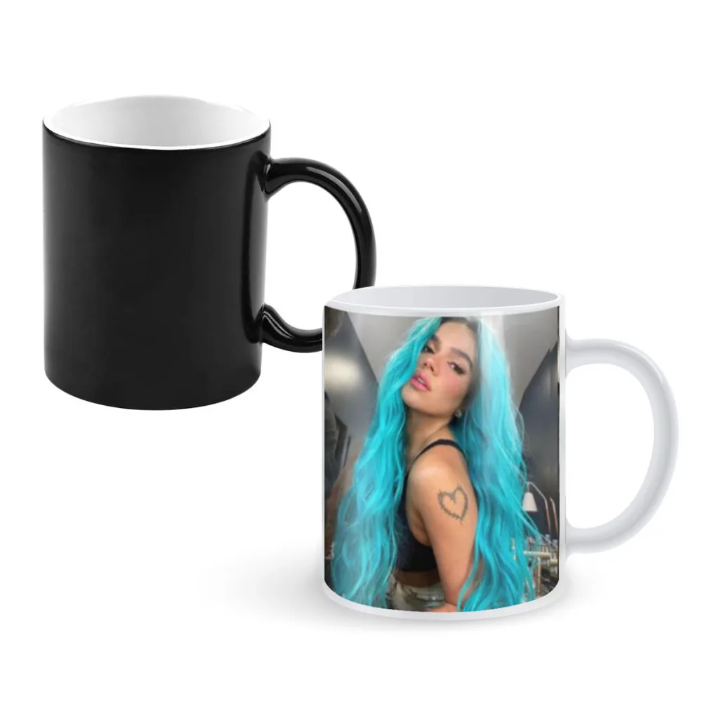 

Singer karol g Creativity Change Color Chang mug Ceramic mug Hot Coffee Cup Breakfast Cup mug Friend Gift