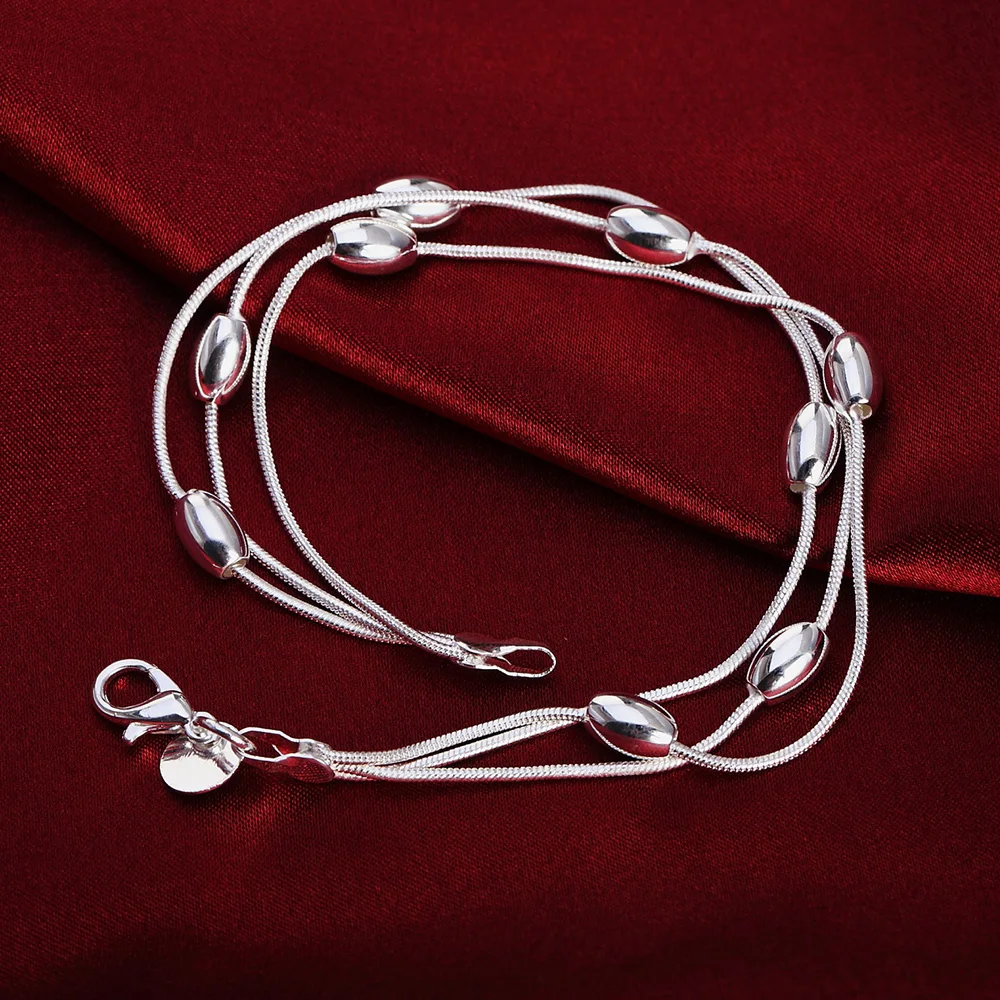 

Hot 925 Sterling Silver Bracelets Snake Chain Beads for Women Elegant Wedding Party Wild Christmas Gifts Fashion Jewelry