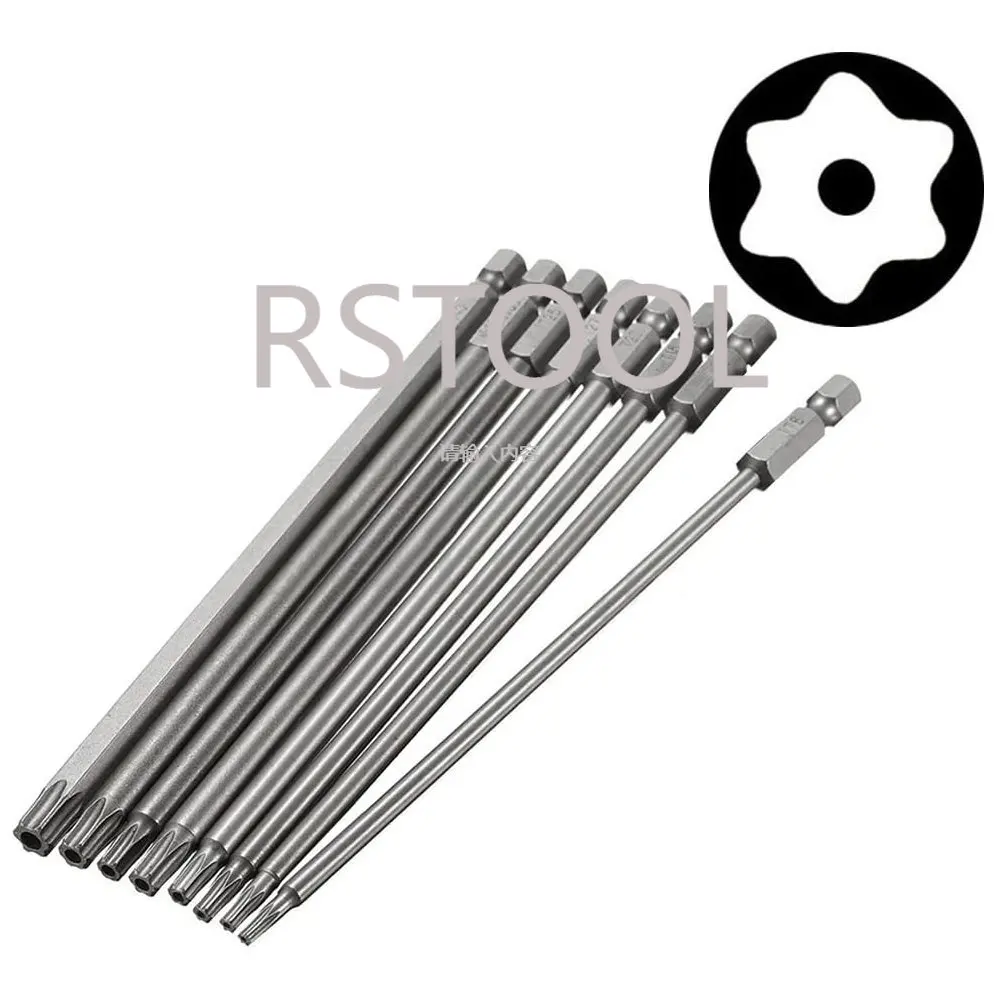 

8pcs 1/4 Inch Hex Shank T8-T40 Magnetic Torx Head Screw Driver Bit Set Security Tamper Proof Star 6 Point Screwdriver Kit 150mm