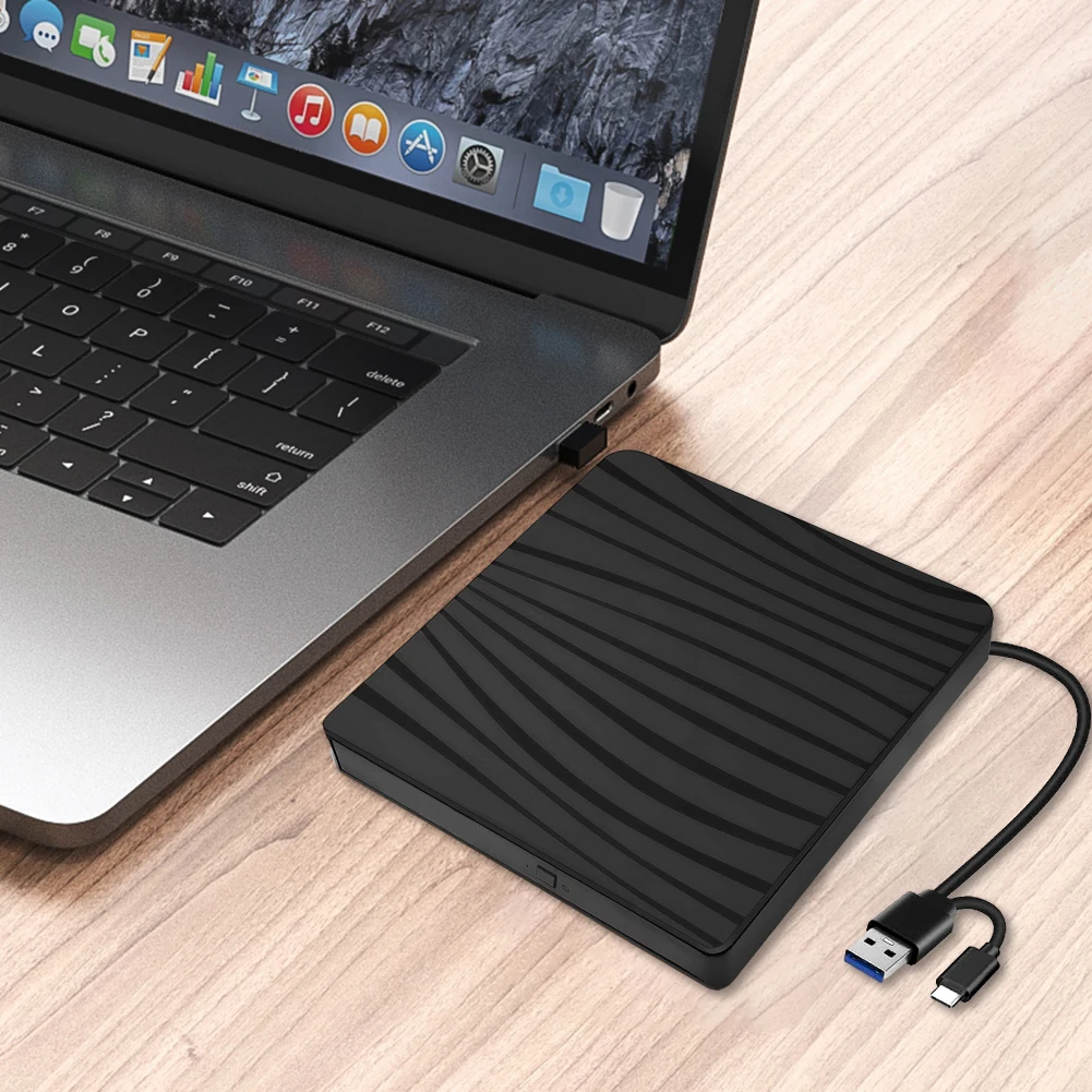 

CD Reader Rewriter Compatible with Win OS CD/DVD Player USB3.0 Type-C Disk Duplicator Drive Plug and Play for Laptop Desktop