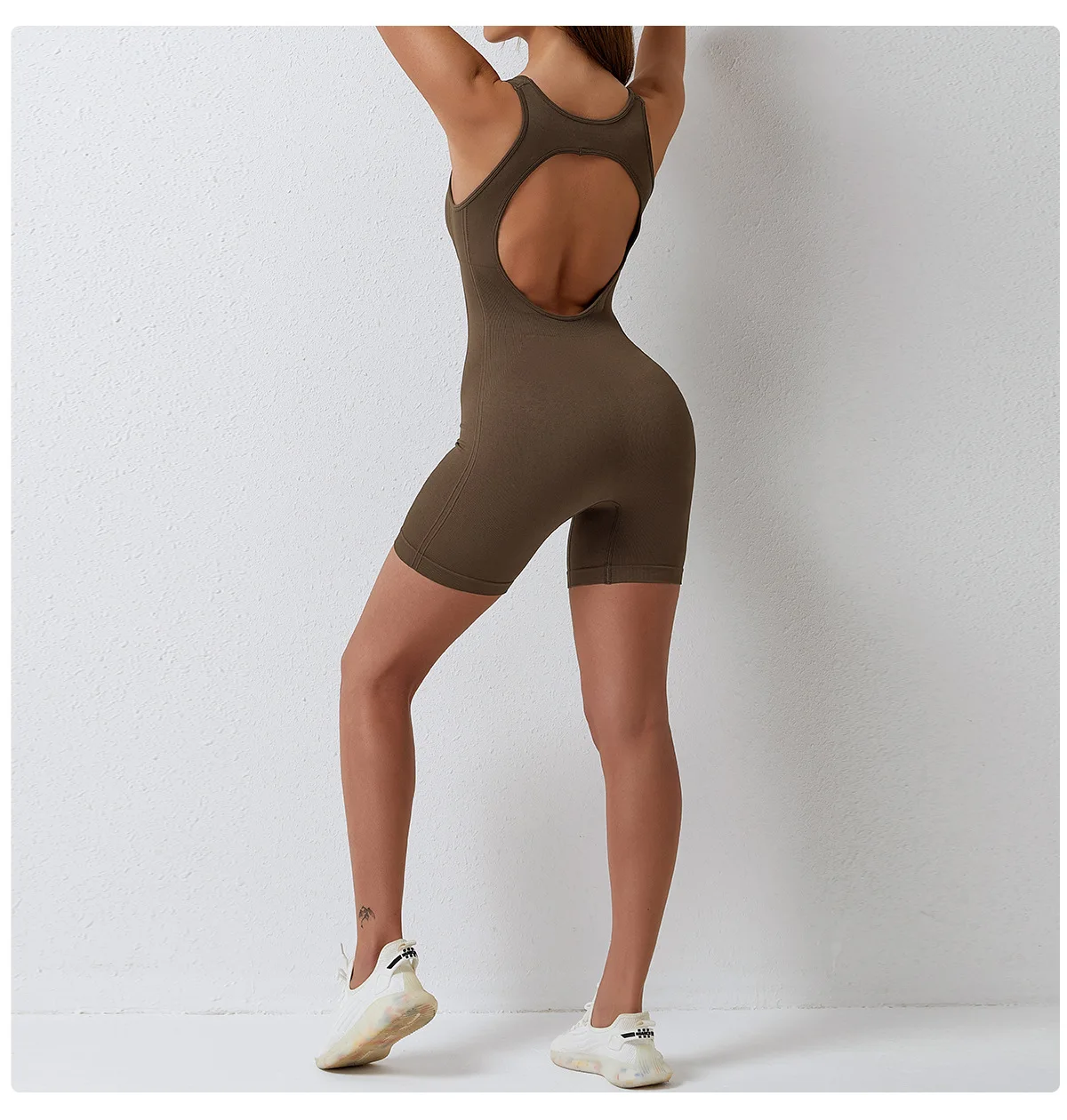 

Yoga Short Jumpsuit Seamless Women Fitness Clothing with Chest Pads Sleeveless Sports Suits Backless Gym Outfits Yoga Bodysuits