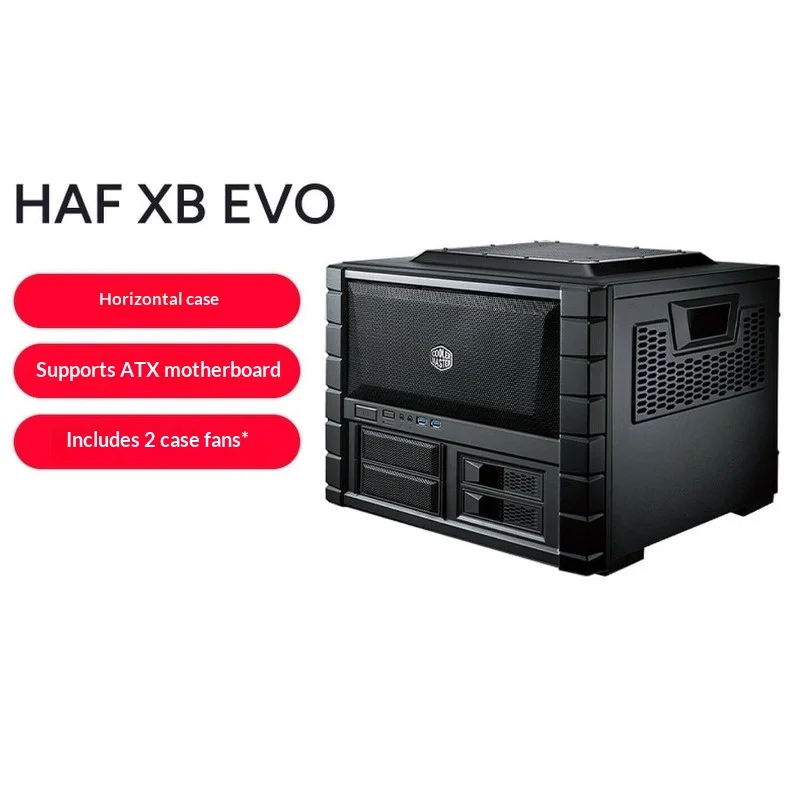 

Горизонтальный корпус для ПК ATX HAF XB EVO, поддерживает видеокарты до 334 мм и кулеры для процессоров до 180 мм, в комплекте 2 вентилятора по 120 мм для игровых ПК