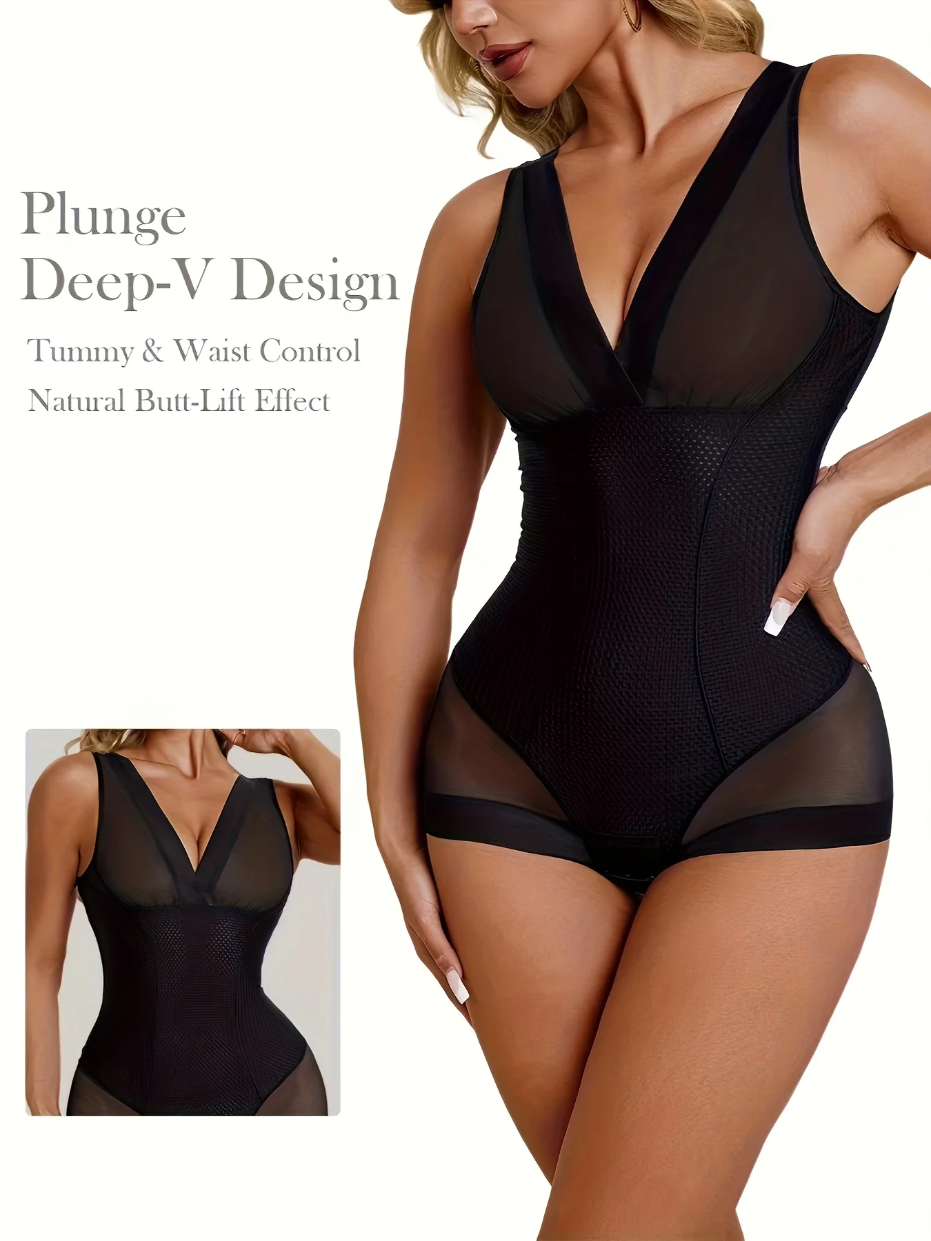 Sexy Women's Bodysuit Shapewear Black Waist-Cinching Shaping Pants