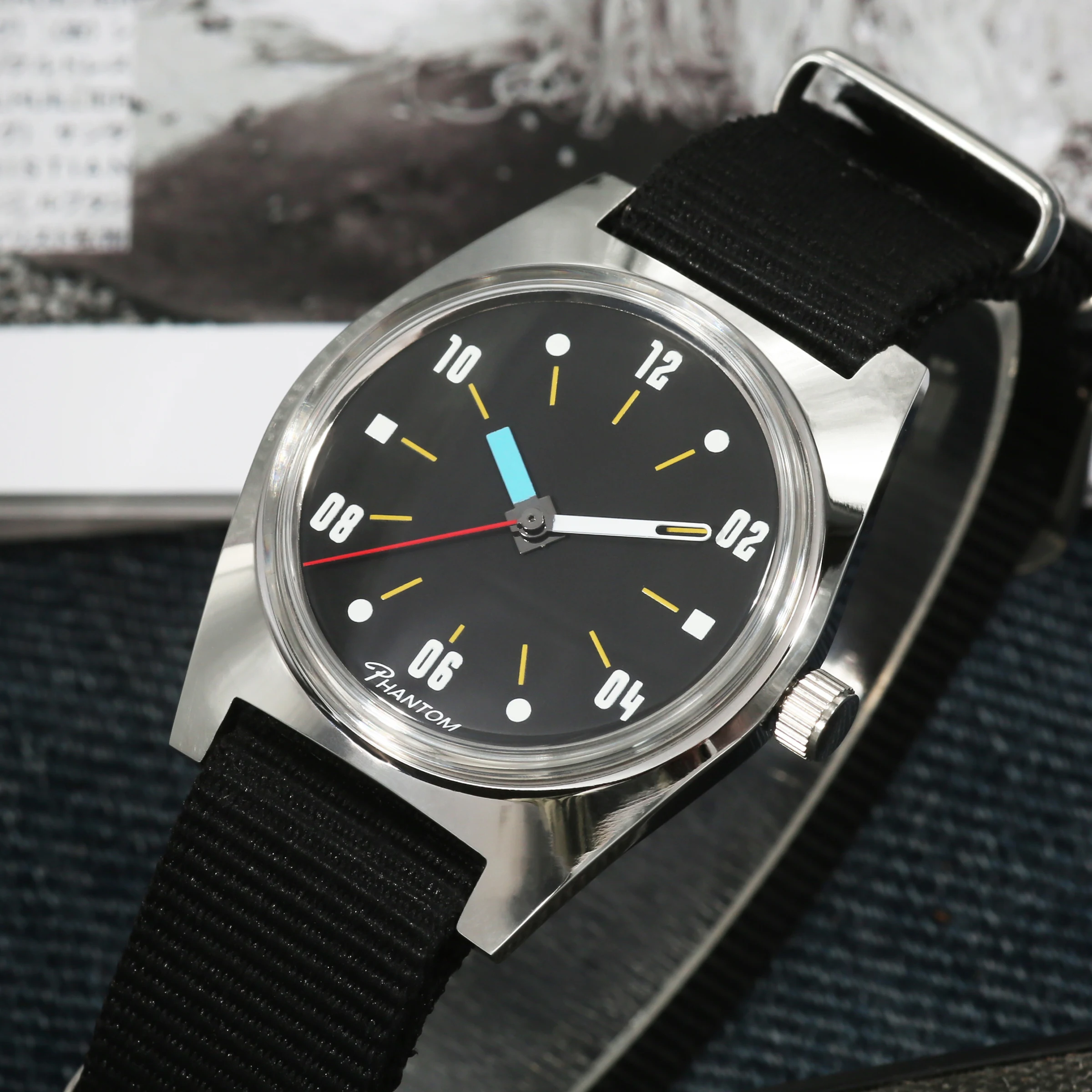 PHANTOM 7120 Men Hand Wind Mechanical Watch Minimalist Bauhaus Waterproof Leather Dress Watch Business Daily Gentleman Gift