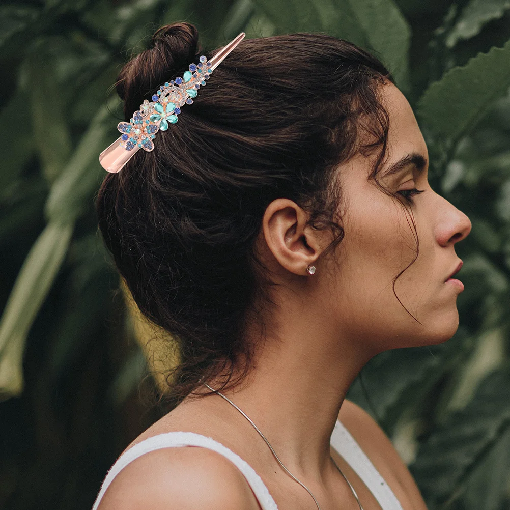 

1Pair Elegant Rhinestone Hair Clips Alligator Clips for Women Styling Accessories Dazzling Crystal Hairpins Ornaments