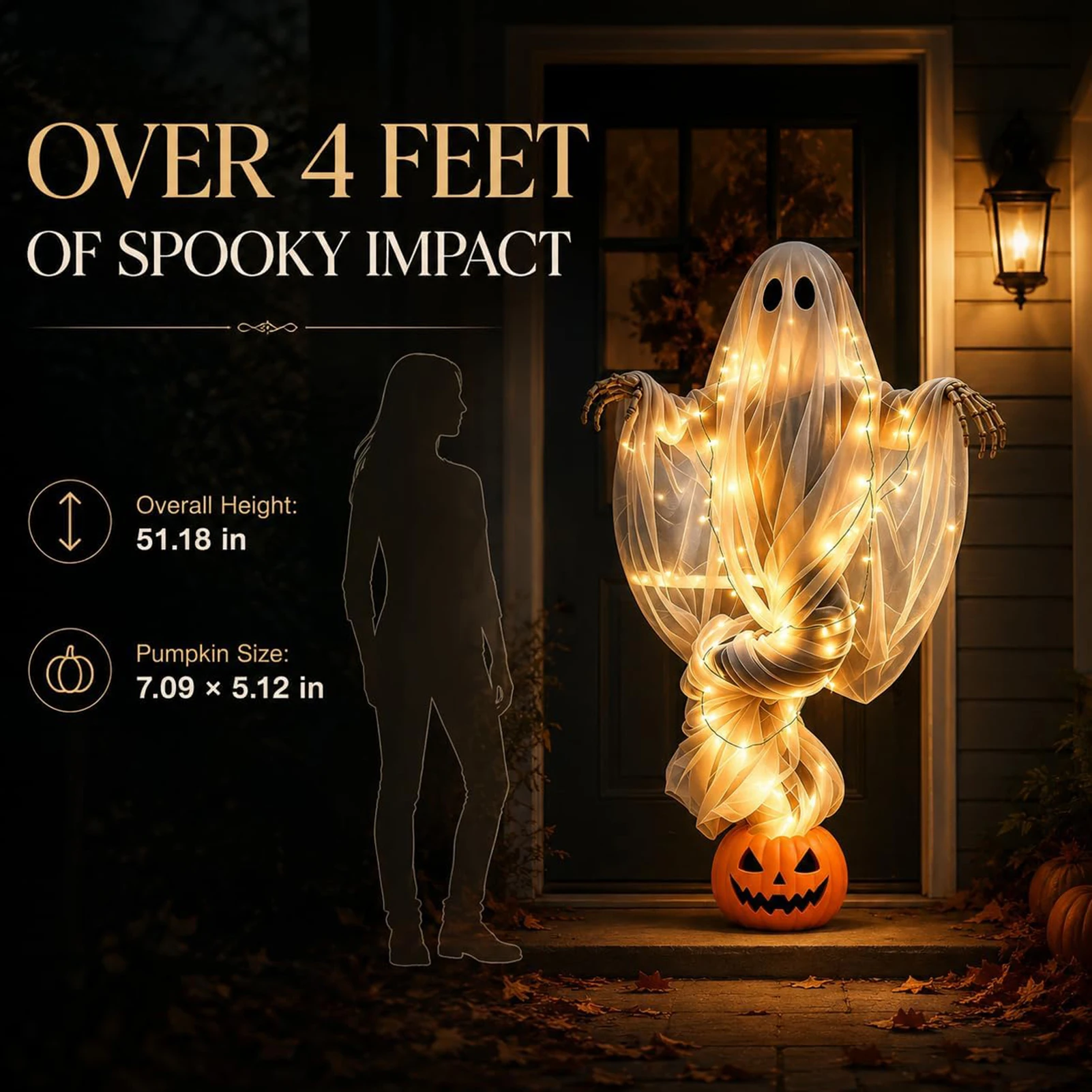 Plastic Rotating Ghost Pumpkin - Halloween Pumpkin Decor Led ulasan dan harga