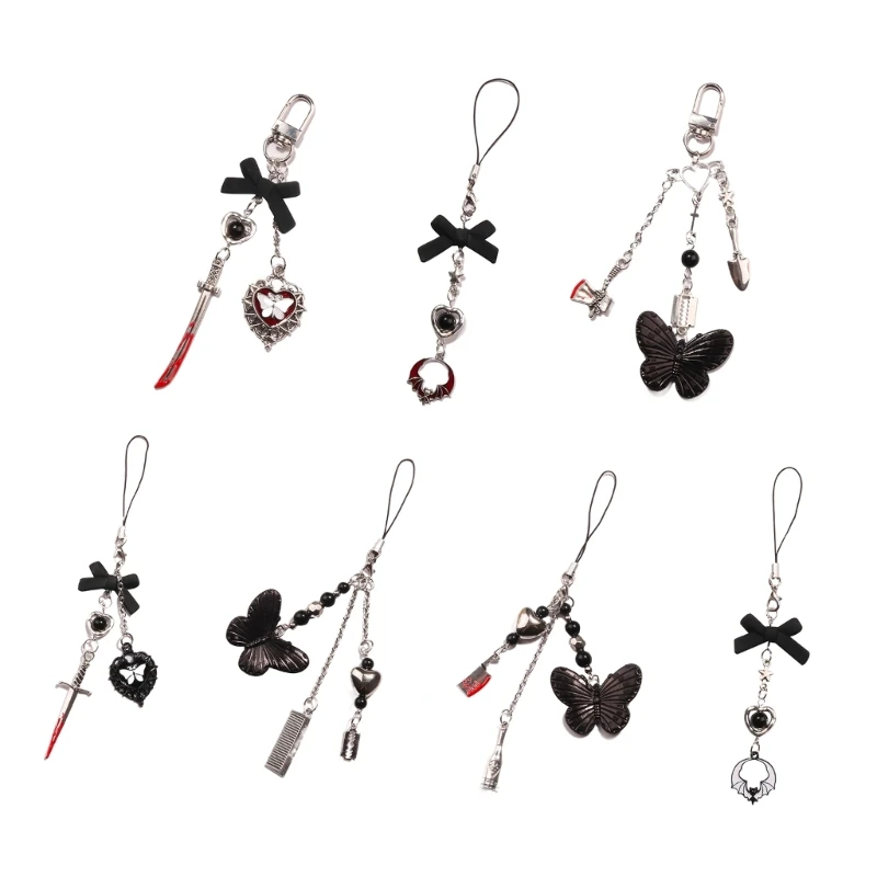 Stylish Gothic Keychain Pendant Fashionable Phone Lanyard Unique Phone Pendant Phone Charm Versatile Phone Straps