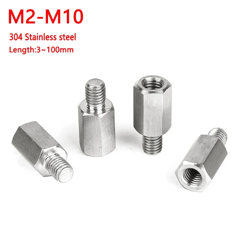 M2 M2.5 M3 M4 M5 M6 M8 M10*L+4/6/8/12/15 304 Stainless Steel Male to Female Hex Standoff Pillar Stud Board Computer PCB Spacer