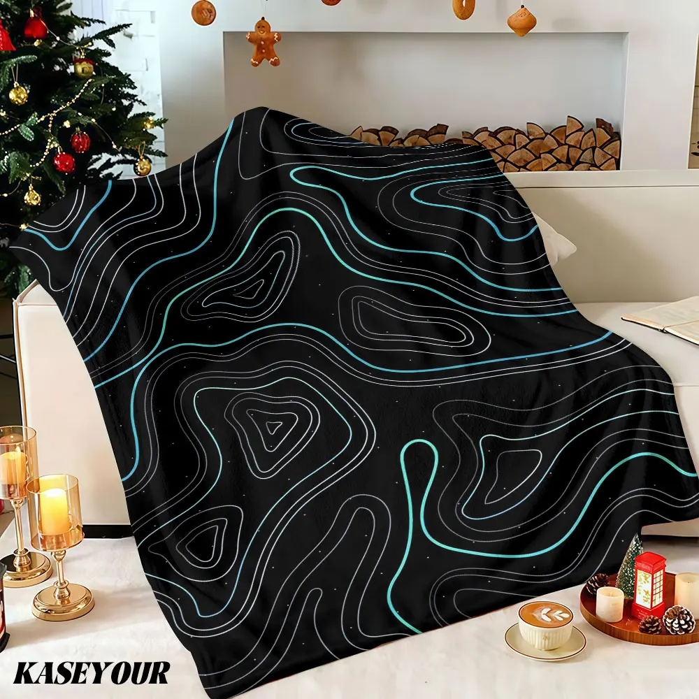 Neon Contours Winter Summer Flannel Blanket Throw Fleece Soft Fuzzy Plush Cozy Fleece Blankets for Sofa Ideal Gifts