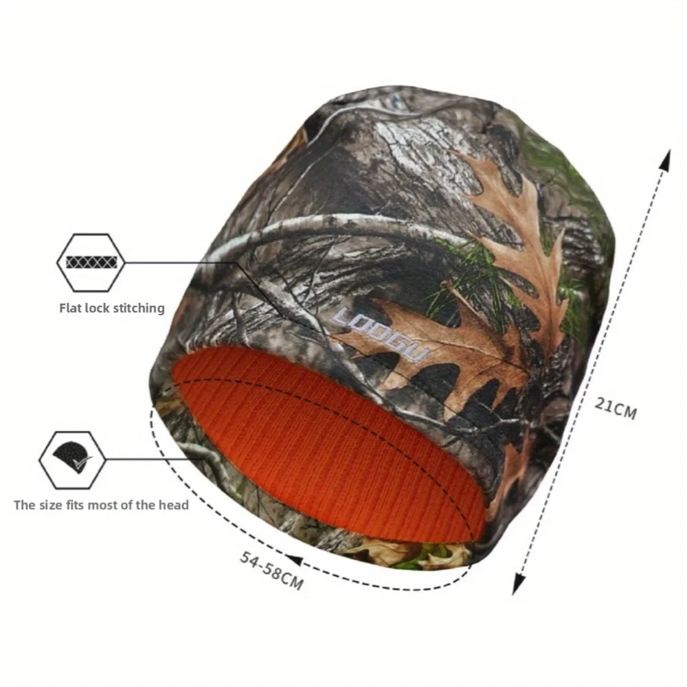 Adulto para invierno y otoño: sombrero para clima frío con patrón de árbol de caza, gorra cálida resistente al viento para senderismo, escalada y ciclismo al aire libre