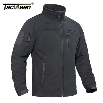 TACVASEN Men's Fleece Jacket Soft Warmth Windproof Full Zip Up Coat Multiple Zipper Pockets Hiking Working Outdoors Windbreaker